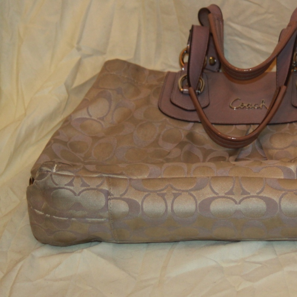 Coach 15510 Ashley Cary All Beige Purple Purse - Picture 4 of 7